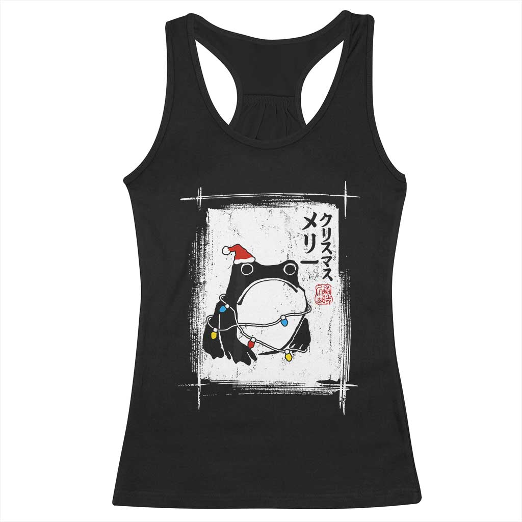 Funny Christmas Japanese Racerback Tank Top Santa Frog Ukiyoe Art - Wonder Print Shop