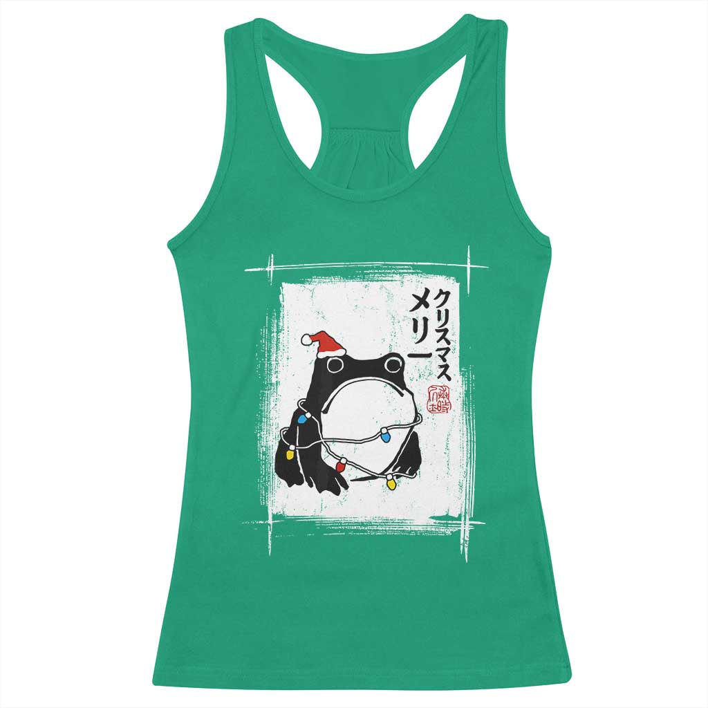 Funny Christmas Japanese Racerback Tank Top Santa Frog Ukiyoe Art - Wonder Print Shop
