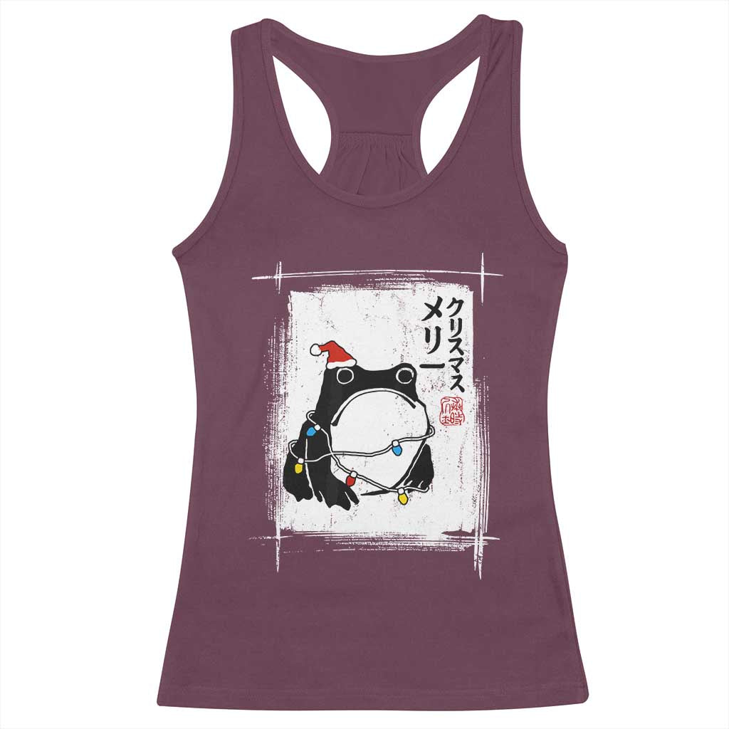 Funny Christmas Japanese Racerback Tank Top Santa Frog Ukiyoe Art - Wonder Print Shop