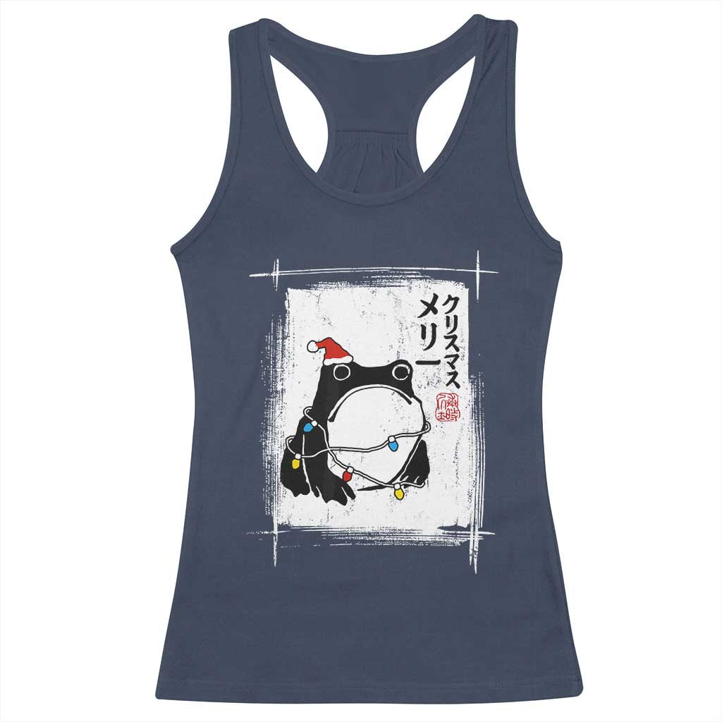 Funny Christmas Japanese Racerback Tank Top Santa Frog Ukiyoe Art - Wonder Print Shop