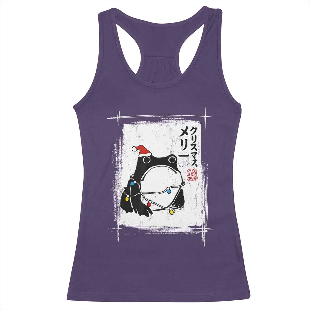 Funny Christmas Japanese Racerback Tank Top Santa Frog Ukiyoe Art - Wonder Print Shop