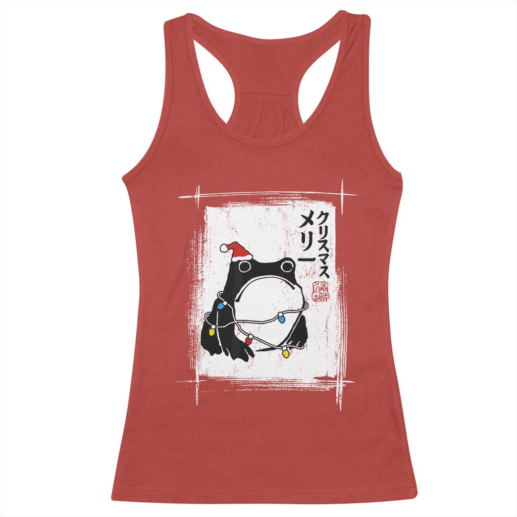 Funny Christmas Japanese Racerback Tank Top Santa Frog Ukiyoe Art - Wonder Print Shop