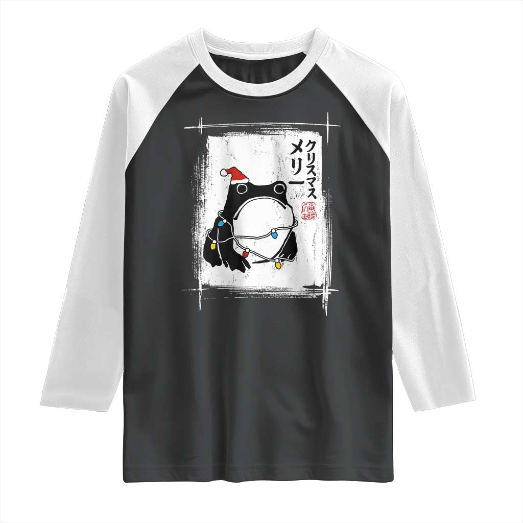 Funny Christmas Japanese Raglan Shirt Santa Frog Ukiyoe Art - Wonder Print Shop