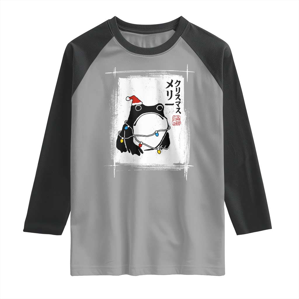 Funny Christmas Japanese Raglan Shirt Santa Frog Ukiyoe Art - Wonder Print Shop
