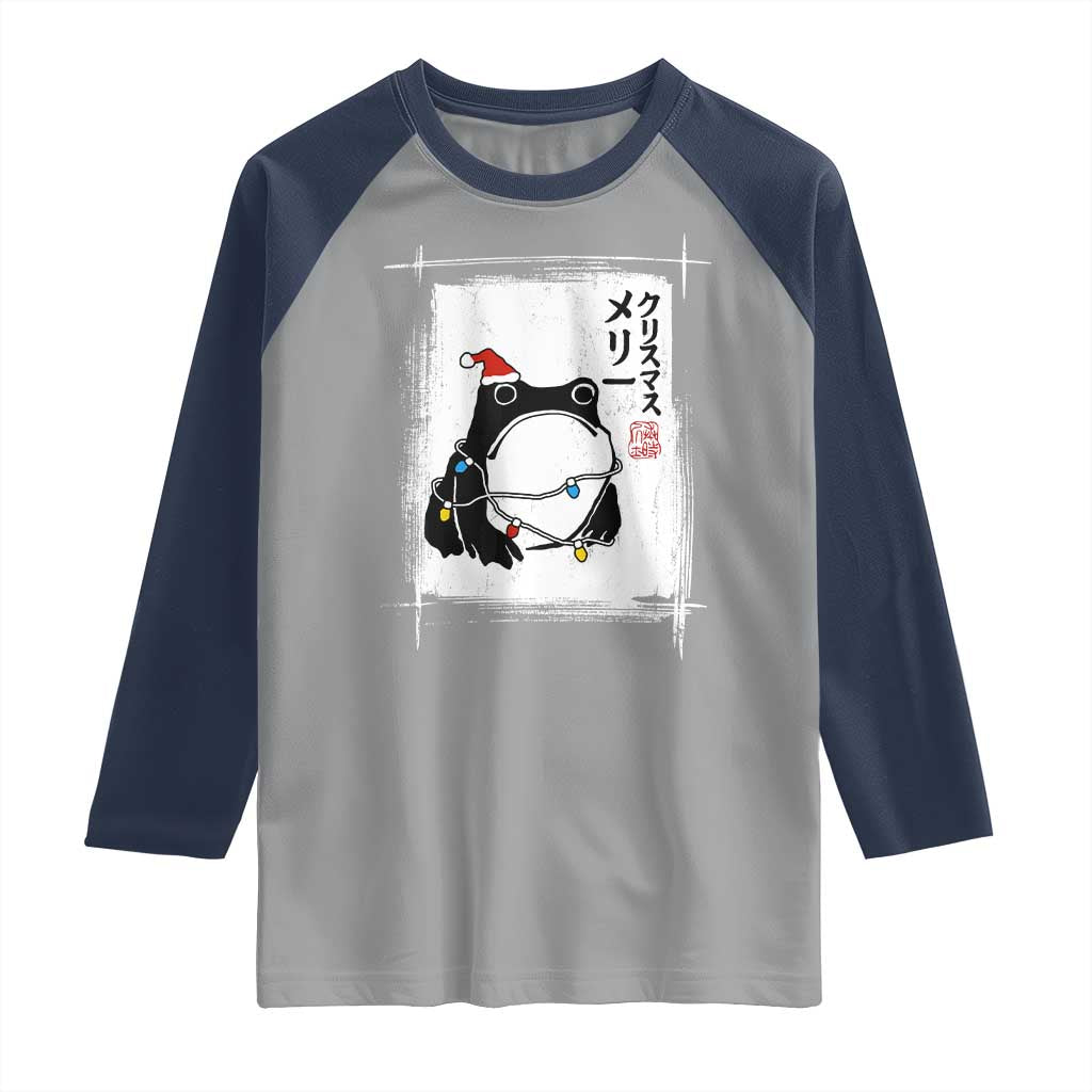 Funny Christmas Japanese Raglan Shirt Santa Frog Ukiyoe Art - Wonder Print Shop