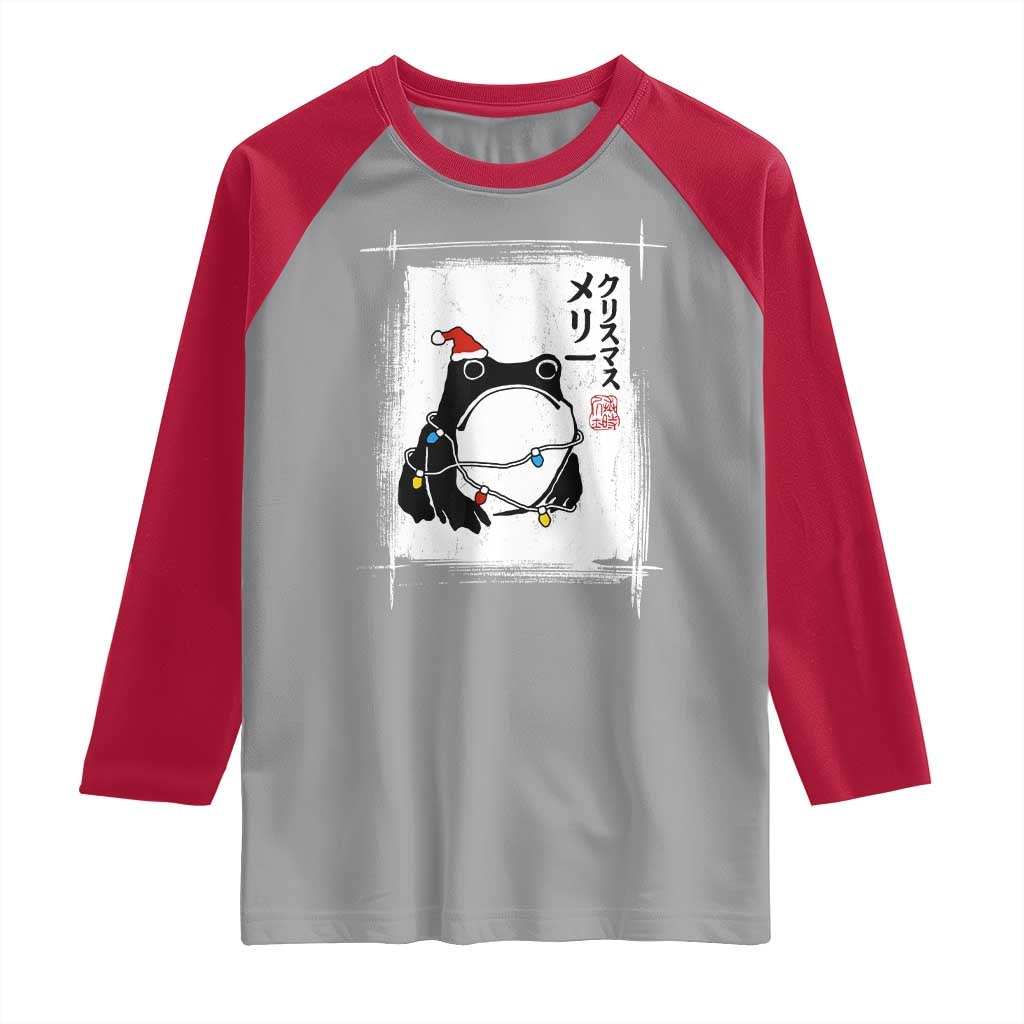 Funny Christmas Japanese Raglan Shirt Santa Frog Ukiyoe Art - Wonder Print Shop