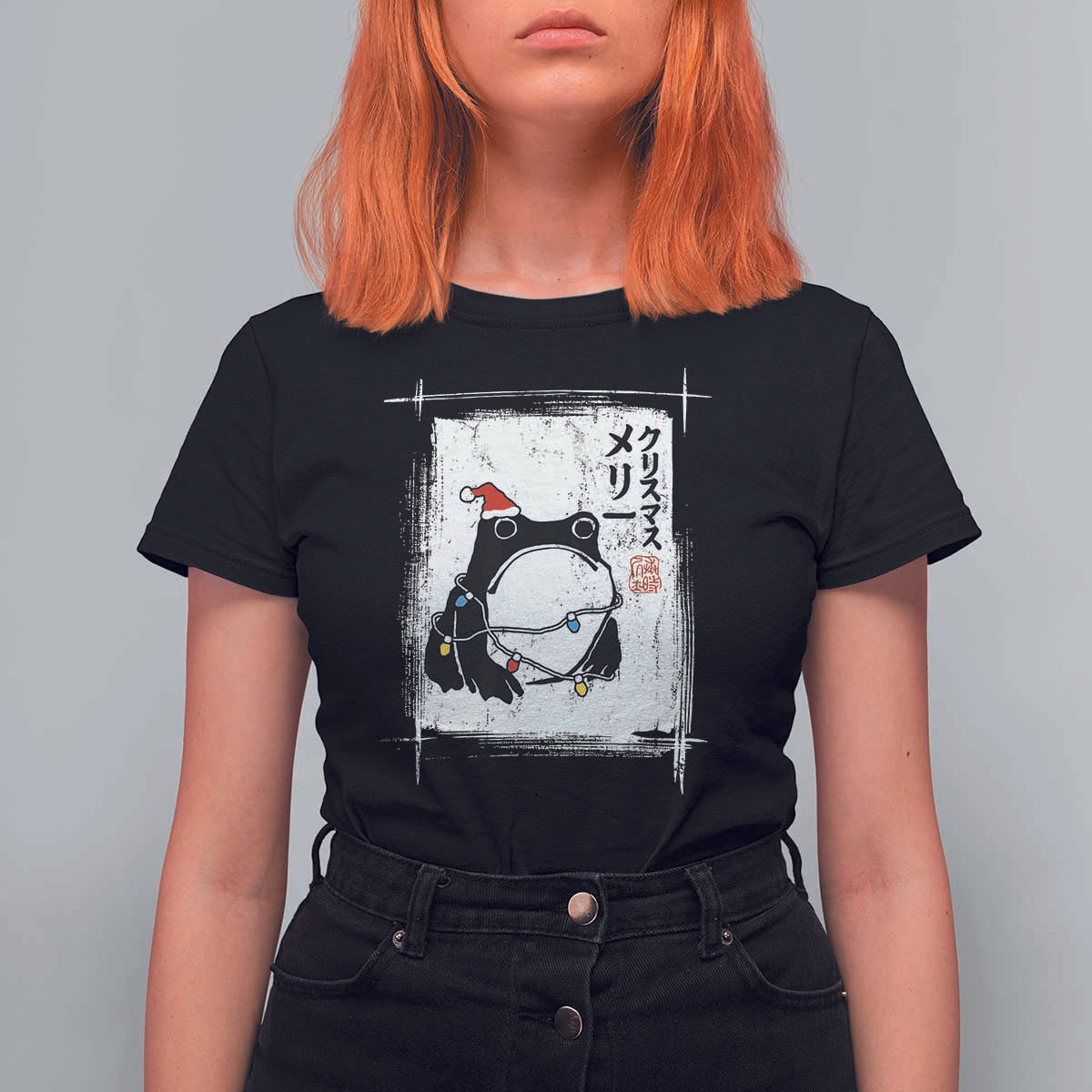 Funny Christmas Japanese T Shirt For Women Santa Frog Ukiyoe Art - Wonder Print Shop