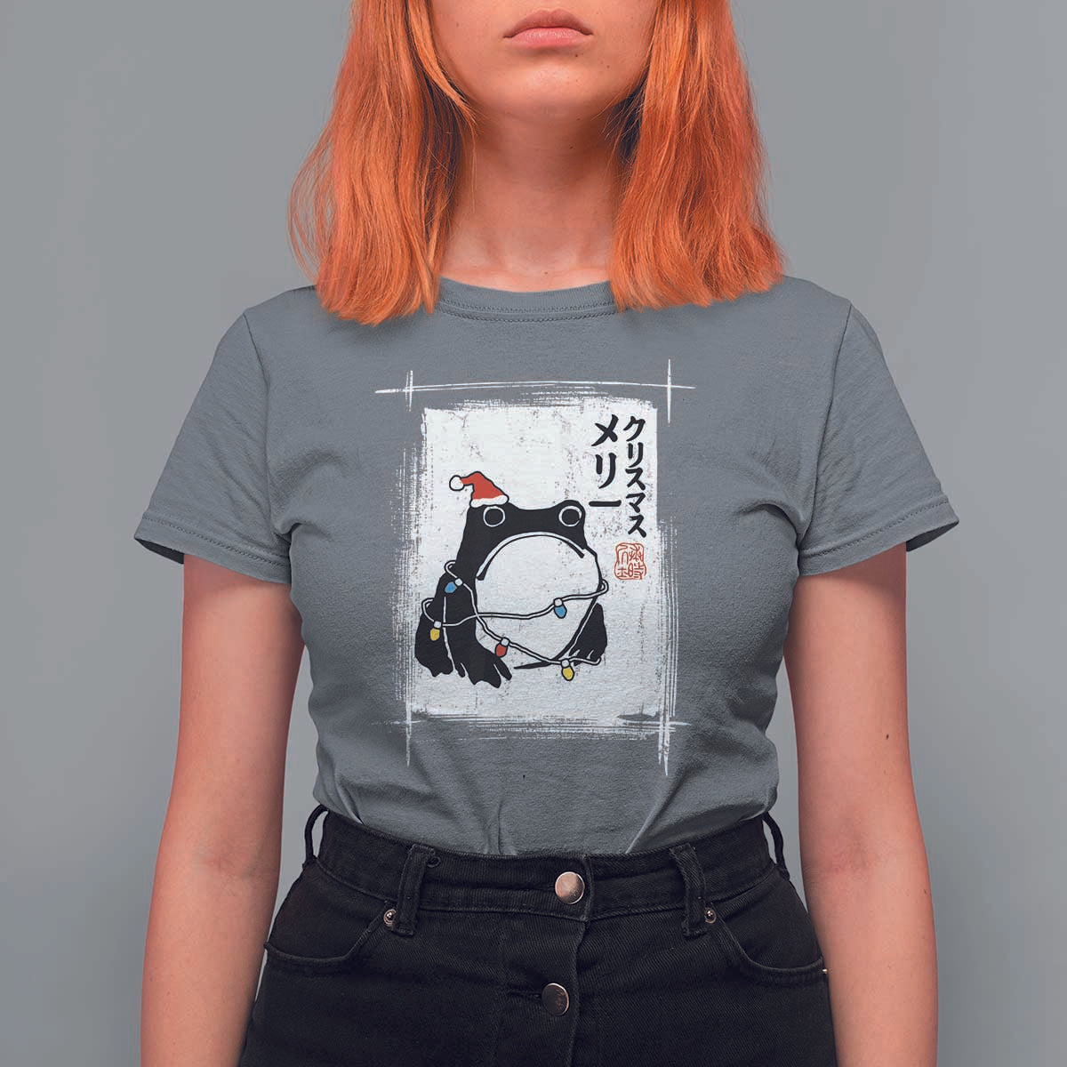 Funny Christmas Japanese T Shirt For Women Santa Frog Ukiyoe Art - Wonder Print Shop