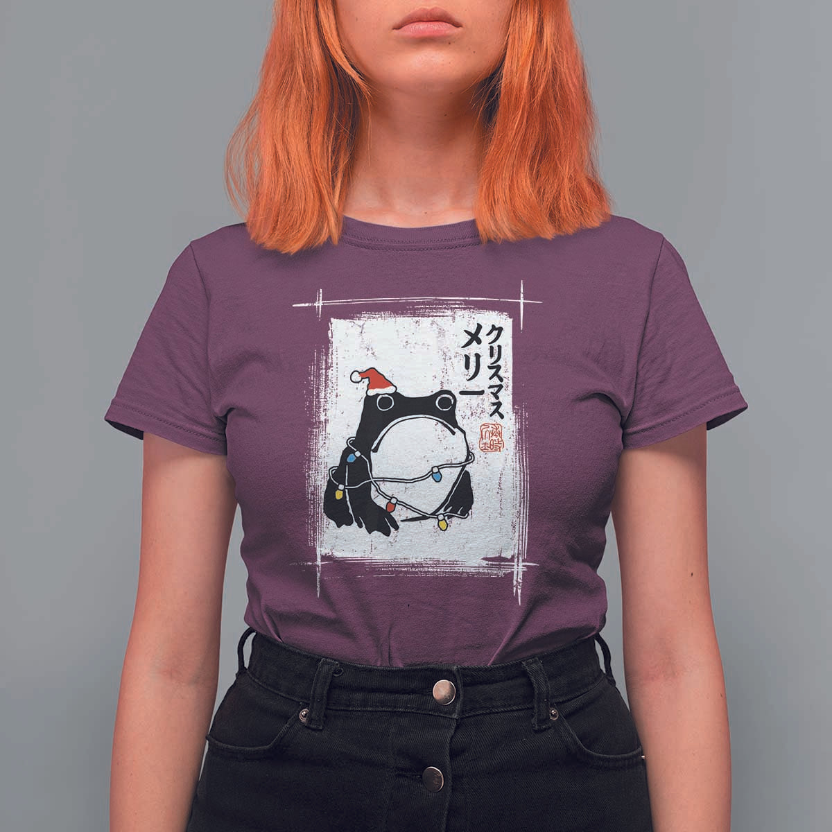 Funny Christmas Japanese T Shirt For Women Santa Frog Ukiyoe Art - Wonder Print Shop