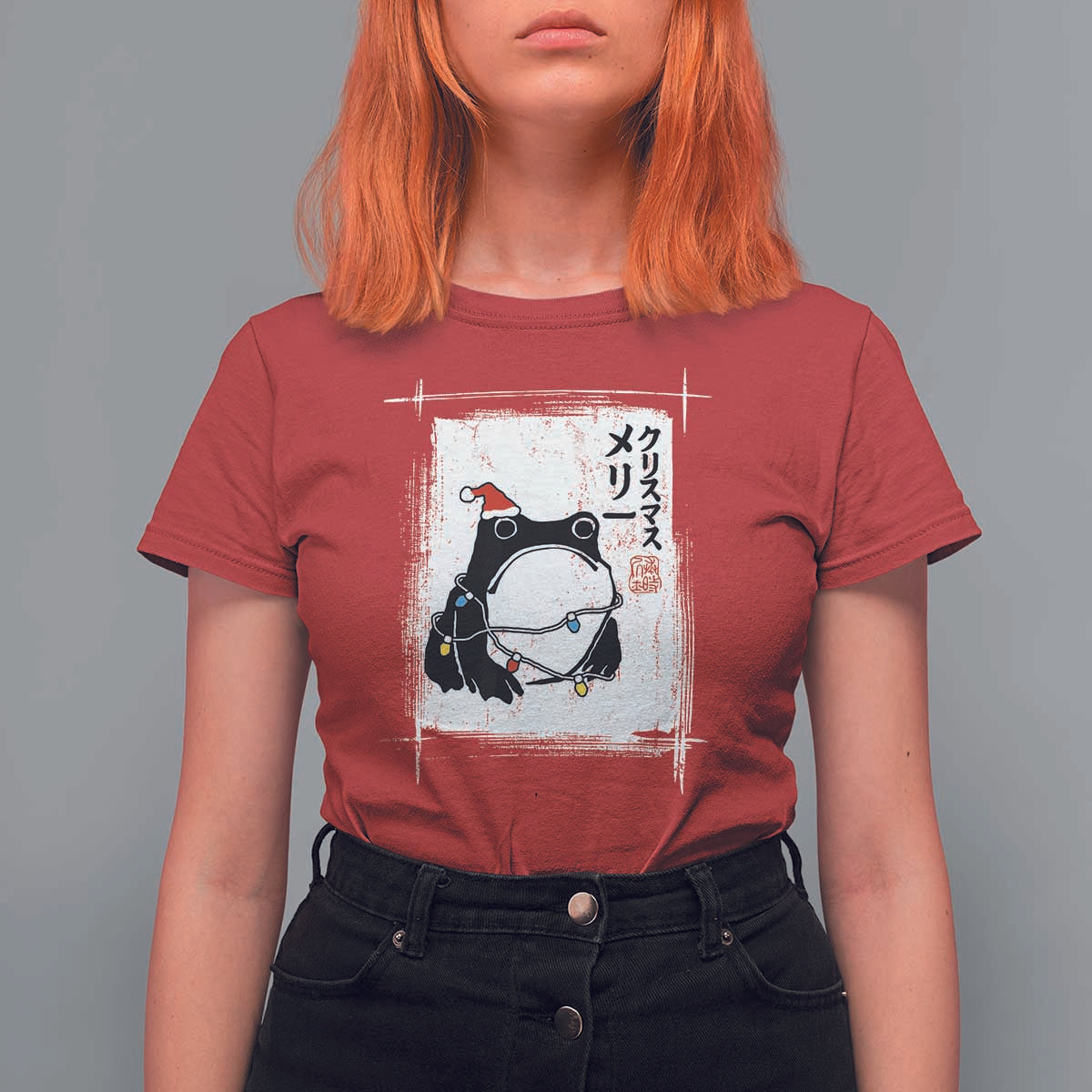 Funny Christmas Japanese T Shirt For Women Santa Frog Ukiyoe Art - Wonder Print Shop