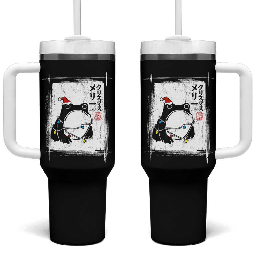 Funny Christmas Japanese Tumbler With Handle Santa Frog Ukiyoe Art - Wonder Print Shop
