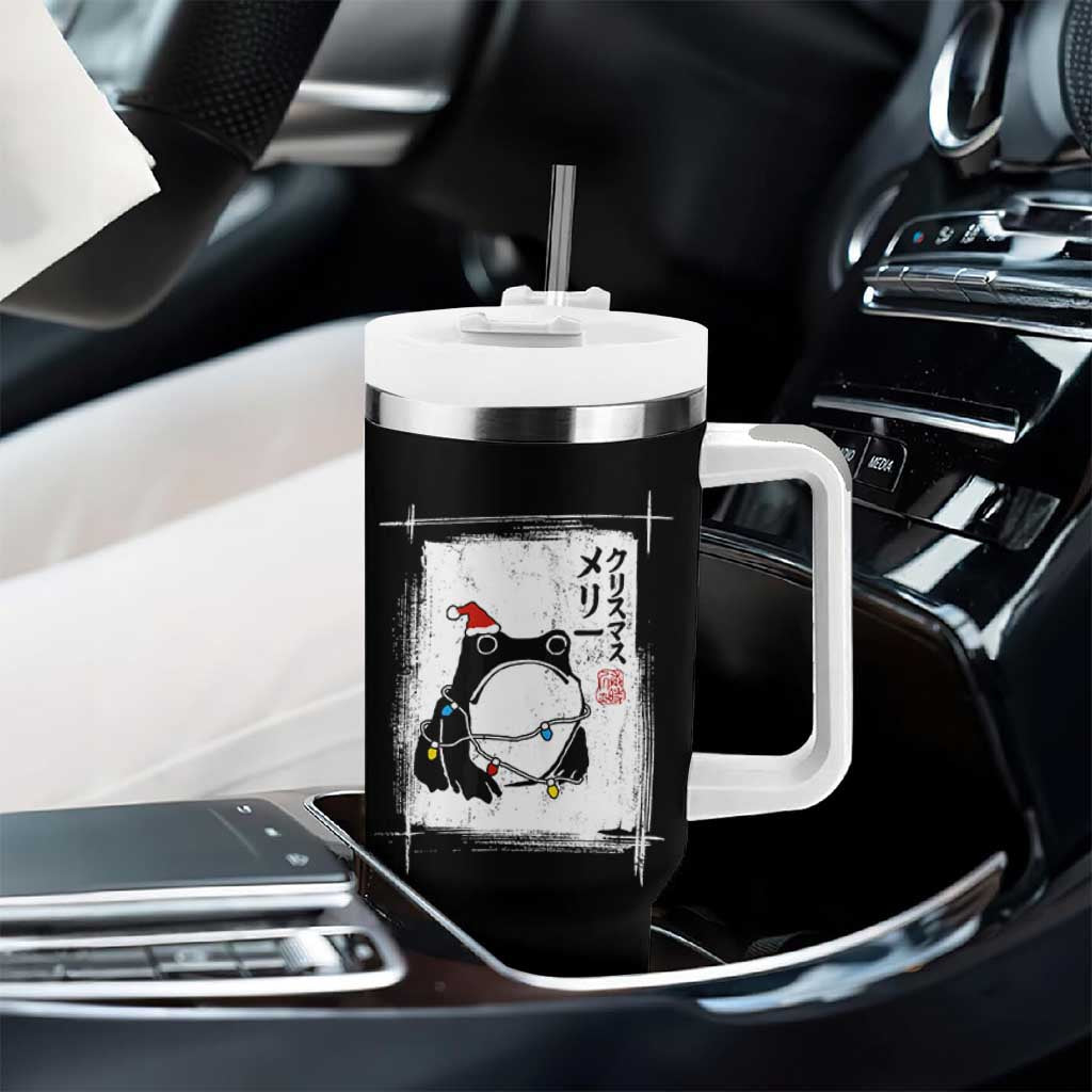 Funny Christmas Japanese Tumbler With Handle Santa Frog Ukiyoe Art - Wonder Print Shop