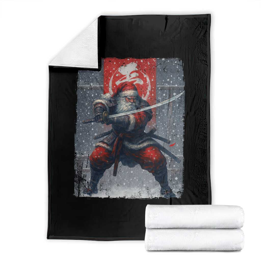 Christmas Samurai Santa Throw Blanket Japanese Xmas Warrior Sword Katana - Wonder Print Shop