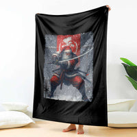 Christmas Samurai Santa Throw Blanket Japanese Xmas Warrior Sword Katana - Wonder Print Shop