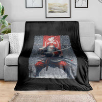 Christmas Samurai Santa Throw Blanket Japanese Xmas Warrior Sword Katana - Wonder Print Shop