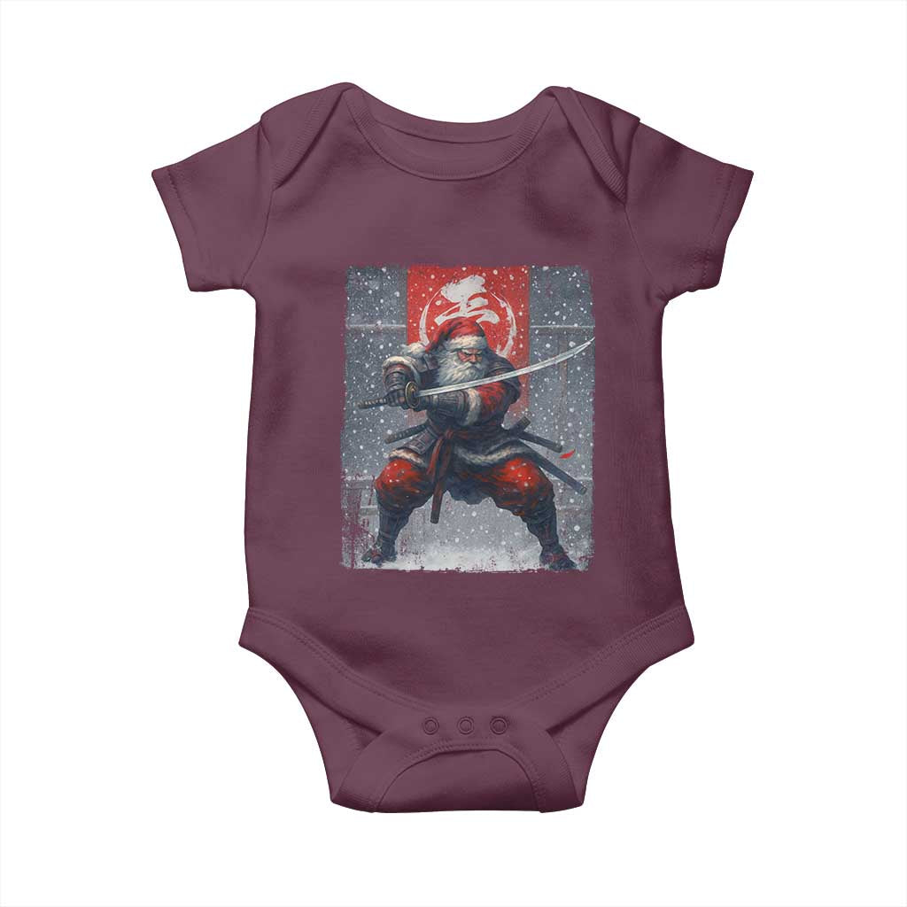 Christmas Samurai Santa Baby Onesie Japanese Xmas Warrior Sword Katana - Wonder Print Shop