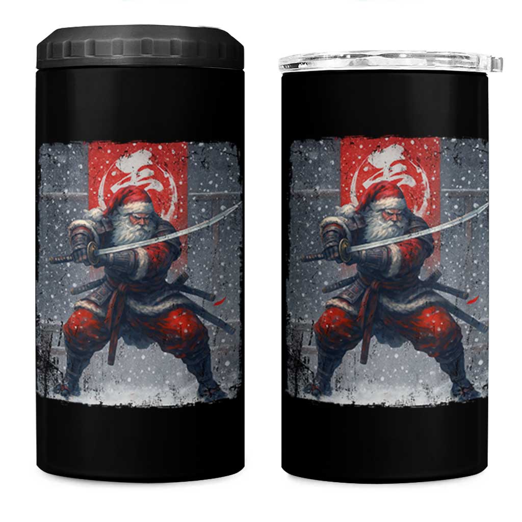 Christmas Samurai Santa 4 in 1 Can Cooler Tumbler Japanese Xmas Warrior Sword Katana - Wonder Print Shop