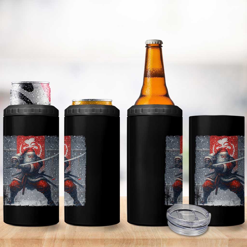 Christmas Samurai Santa 4 in 1 Can Cooler Tumbler Japanese Xmas Warrior Sword Katana - Wonder Print Shop