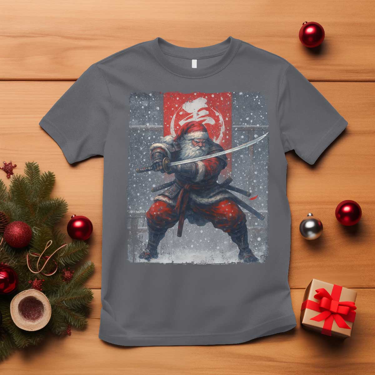 Christmas Samurai Santa T Shirt Japanese Xmas Warrior Sword Katana - Wonder Print Shop