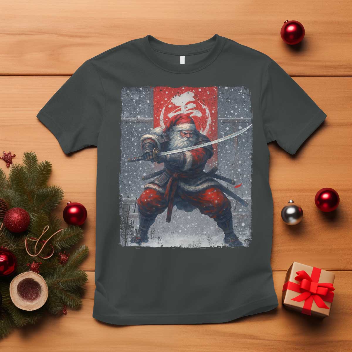 Christmas Samurai Santa T Shirt Japanese Xmas Warrior Sword Katana - Wonder Print Shop