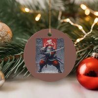 Christmas Samurai Santa Ceramic Ornament Japanese Xmas Warrior Sword Katana - Wonder Print Shop