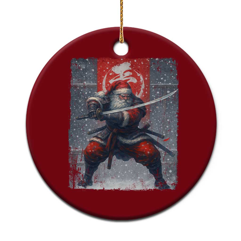 Christmas Samurai Santa Ceramic Ornament Japanese Xmas Warrior Sword Katana - Wonder Print Shop