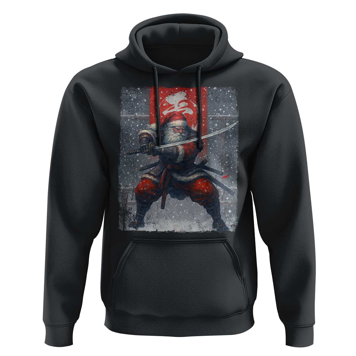 Christmas Samurai Santa Hoodie Japanese Xmas Warrior Sword Katana - Wonder Print Shop