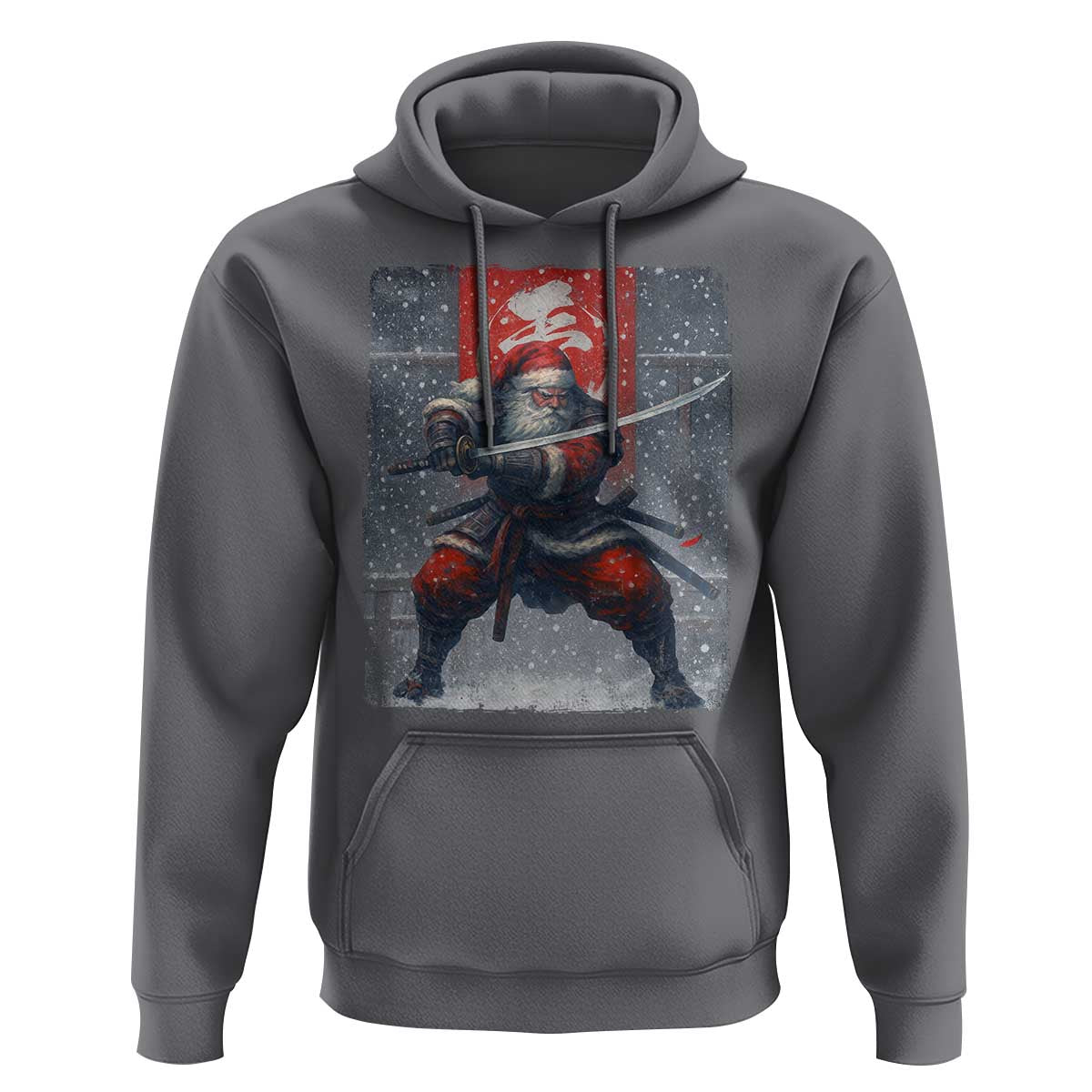 Christmas Samurai Santa Hoodie Japanese Xmas Warrior Sword Katana - Wonder Print Shop