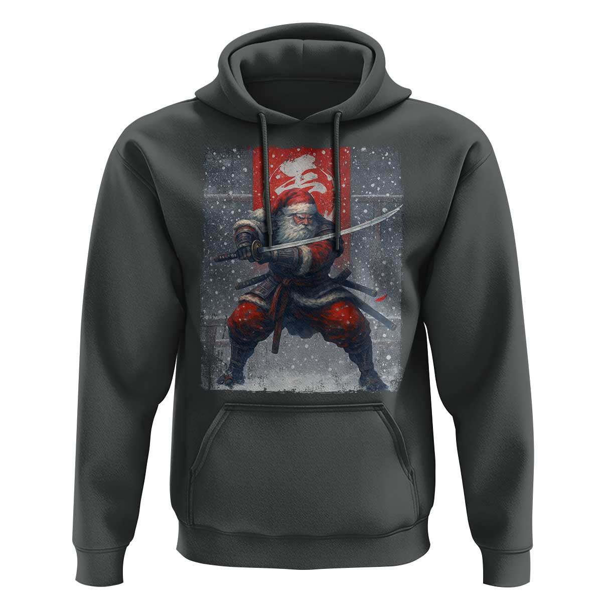 Christmas Samurai Santa Hoodie Japanese Xmas Warrior Sword Katana - Wonder Print Shop