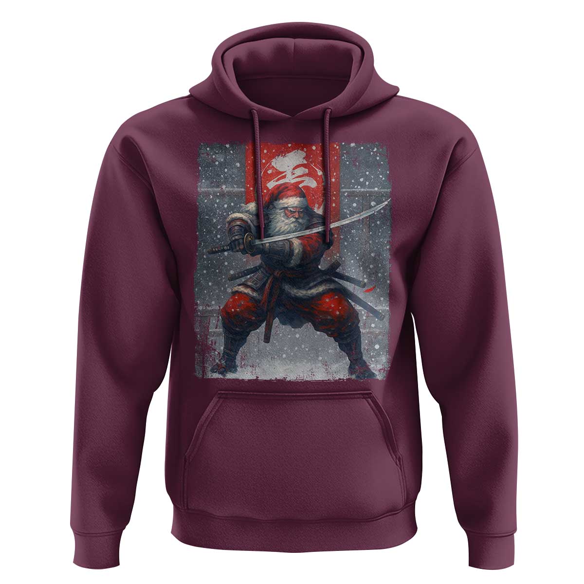 Christmas Samurai Santa Hoodie Japanese Xmas Warrior Sword Katana - Wonder Print Shop