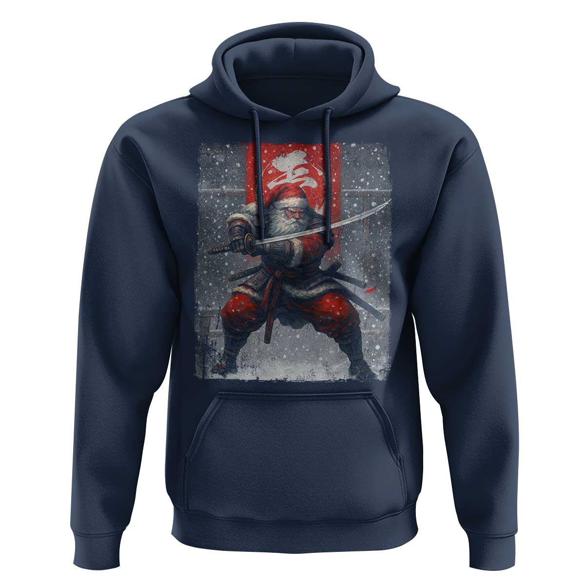 Christmas Samurai Santa Hoodie Japanese Xmas Warrior Sword Katana - Wonder Print Shop