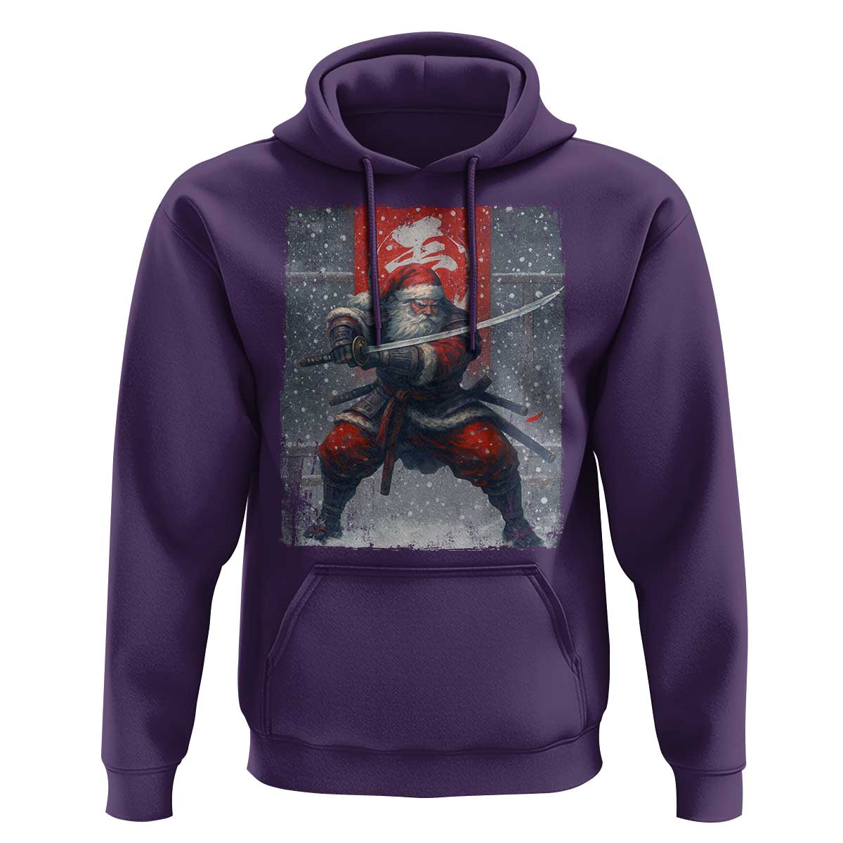 Christmas Samurai Santa Hoodie Japanese Xmas Warrior Sword Katana - Wonder Print Shop
