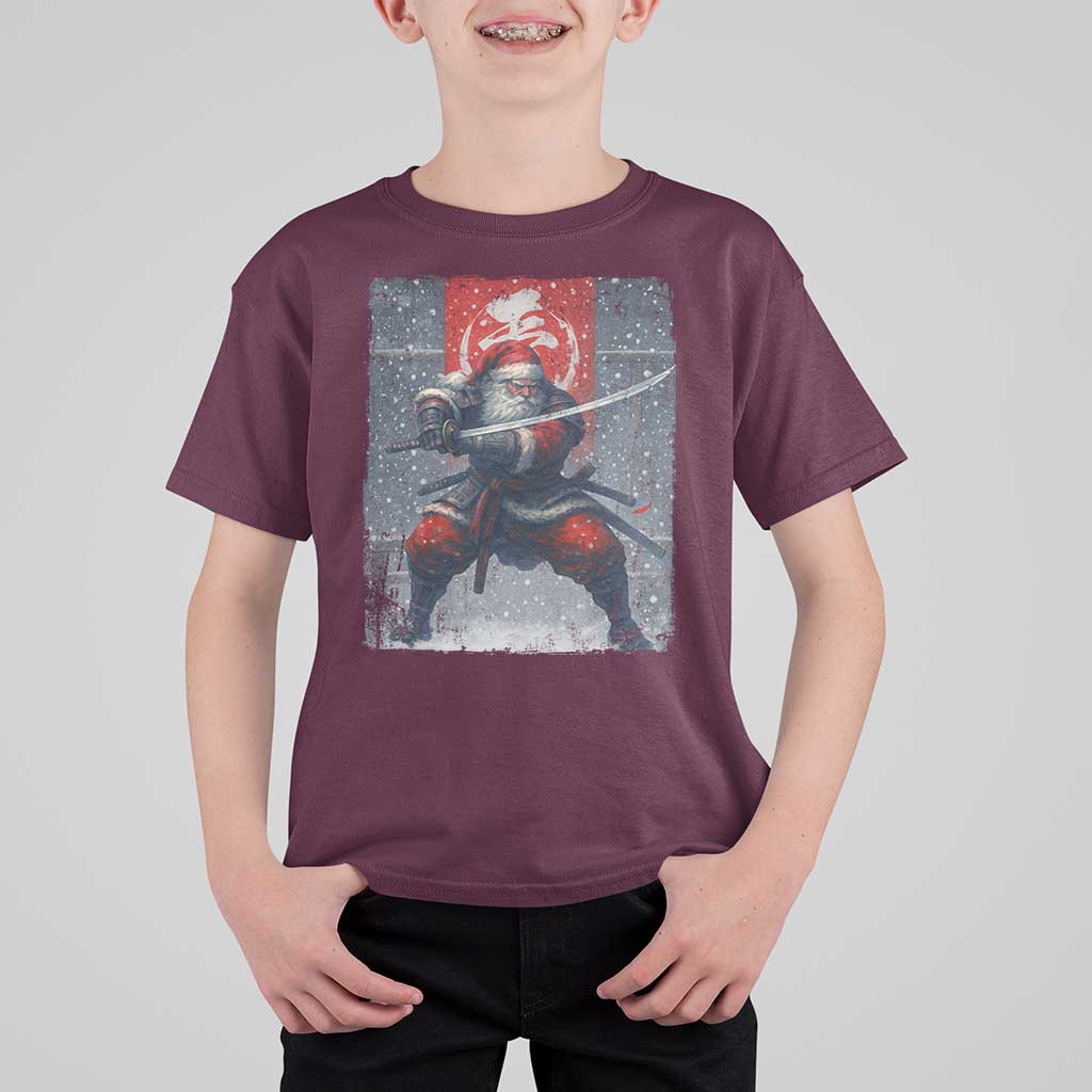 Christmas Samurai Santa T Shirt For Kid Japanese Xmas Warrior Sword Katana - Wonder Print Shop