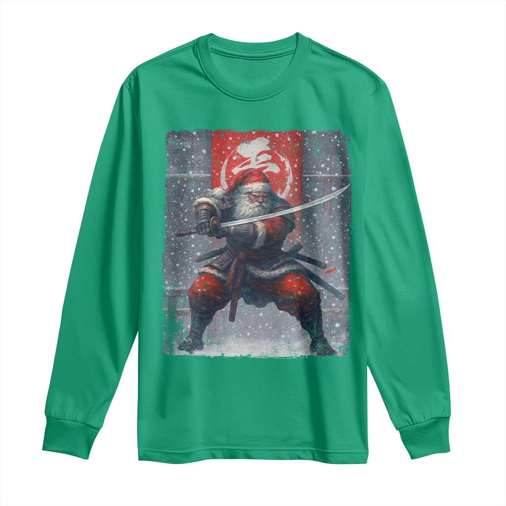 Christmas Samurai Santa Long Sleeve Shirt Japanese Xmas Warrior Sword Katana - Wonder Print Shop