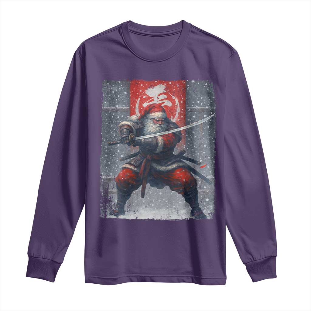 Christmas Samurai Santa Long Sleeve Shirt Japanese Xmas Warrior Sword Katana - Wonder Print Shop