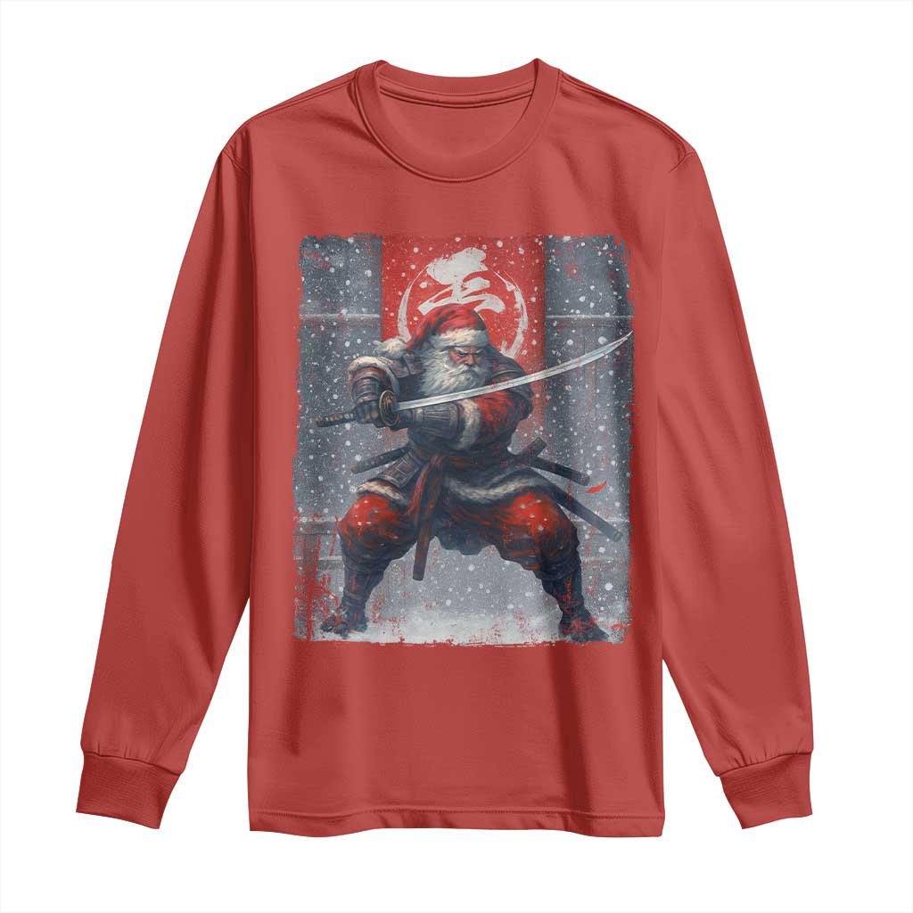 Christmas Samurai Santa Long Sleeve Shirt Japanese Xmas Warrior Sword Katana - Wonder Print Shop