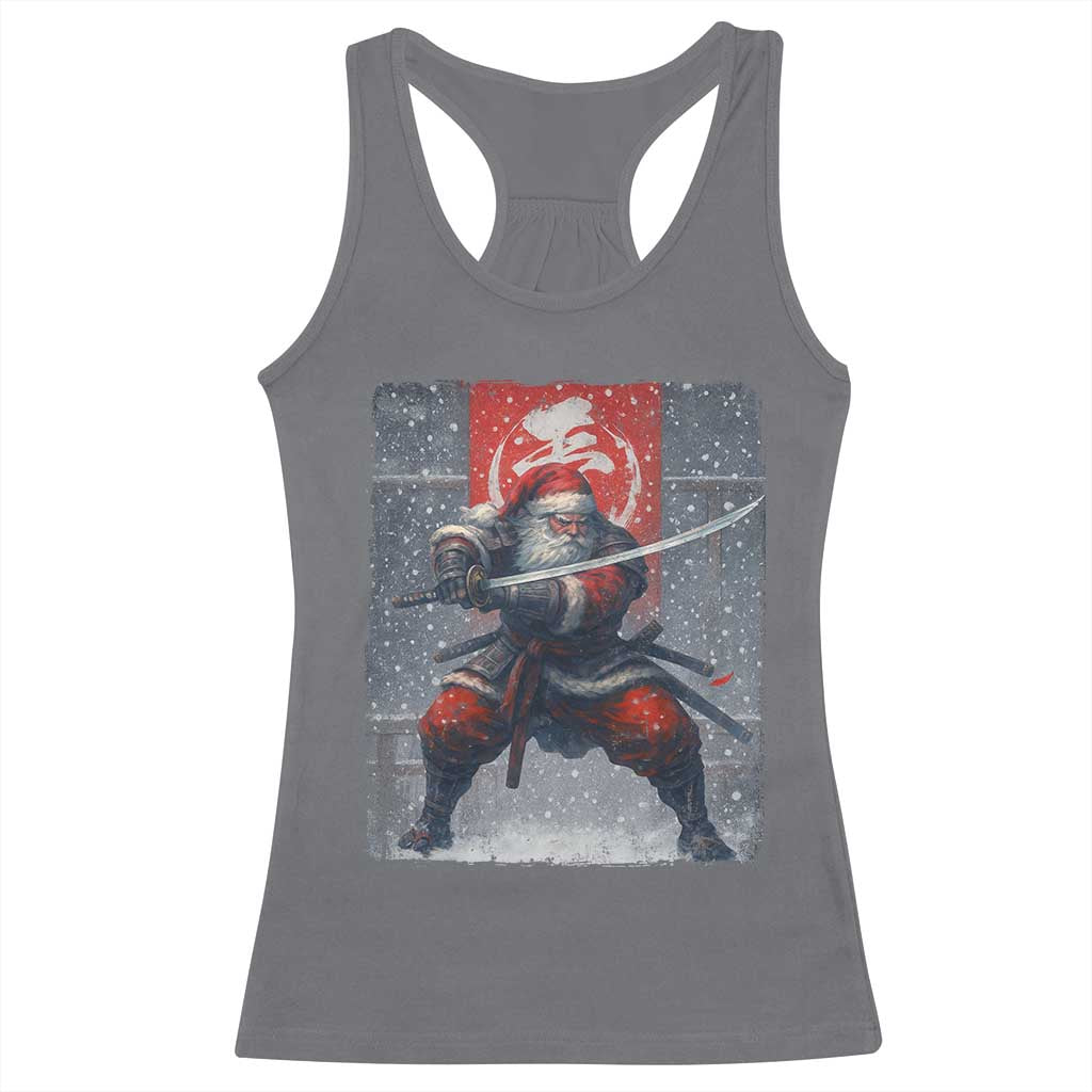 Christmas Samurai Santa Racerback Tank Top Japanese Xmas Warrior Sword Katana - Wonder Print Shop