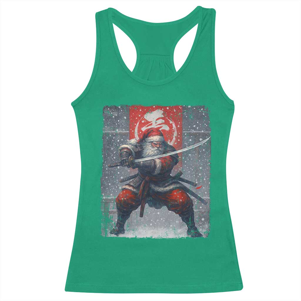 Christmas Samurai Santa Racerback Tank Top Japanese Xmas Warrior Sword Katana - Wonder Print Shop