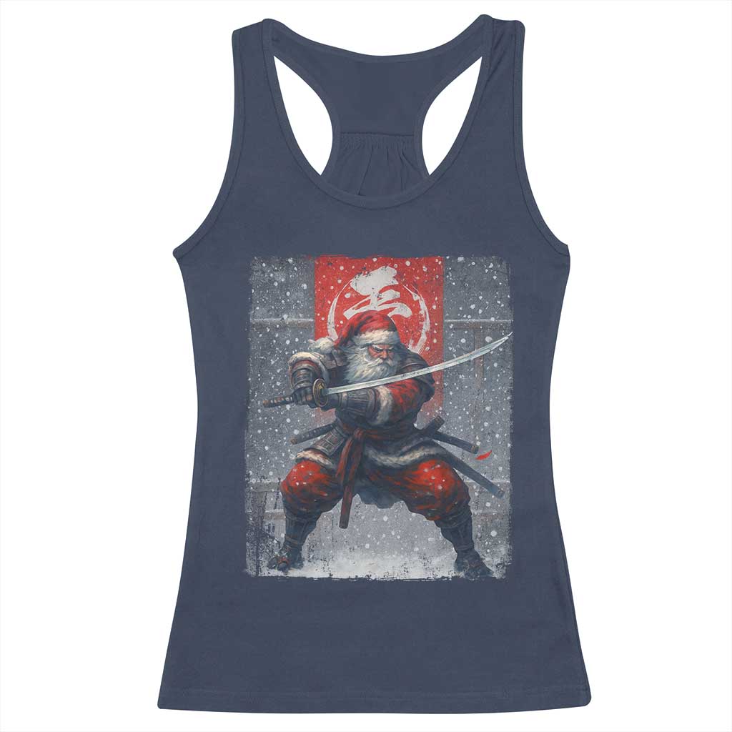 Christmas Samurai Santa Racerback Tank Top Japanese Xmas Warrior Sword Katana - Wonder Print Shop