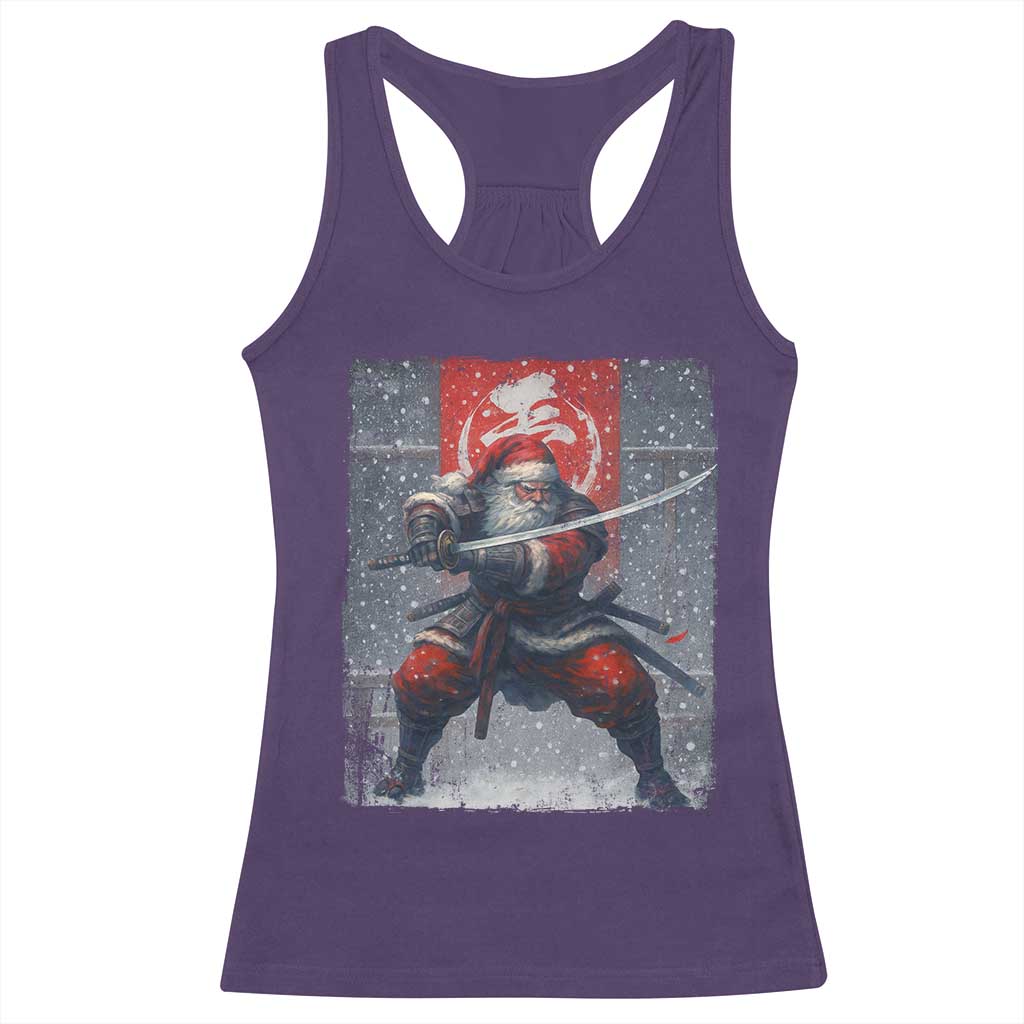 Christmas Samurai Santa Racerback Tank Top Japanese Xmas Warrior Sword Katana - Wonder Print Shop