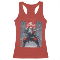 Christmas Samurai Santa Racerback Tank Top Japanese Xmas Warrior Sword Katana - Wonder Print Shop
