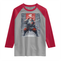 Christmas Samurai Santa Raglan Shirt Japanese Xmas Warrior Sword Katana - Wonder Print Shop