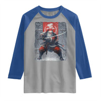 Christmas Samurai Santa Raglan Shirt Japanese Xmas Warrior Sword Katana - Wonder Print Shop