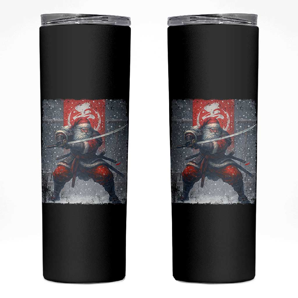 Christmas Samurai Santa Skinny Tumbler Japanese Xmas Warrior Sword Katana - Wonder Print Shop