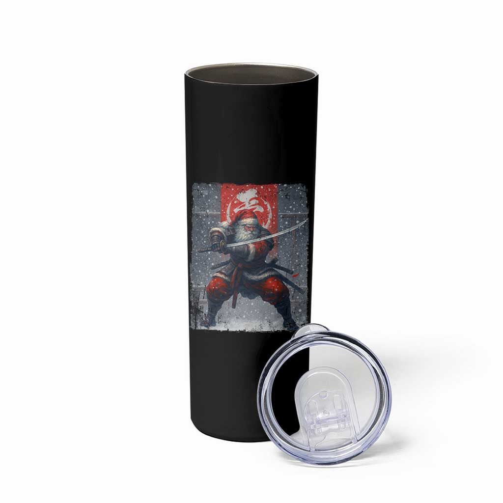 Christmas Samurai Santa Skinny Tumbler Japanese Xmas Warrior Sword Katana - Wonder Print Shop