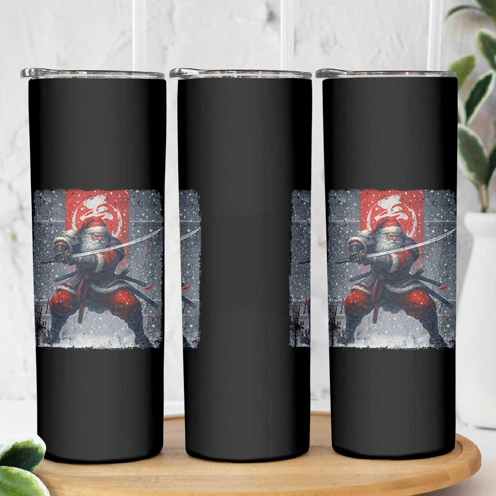 Christmas Samurai Santa Skinny Tumbler Japanese Xmas Warrior Sword Katana - Wonder Print Shop