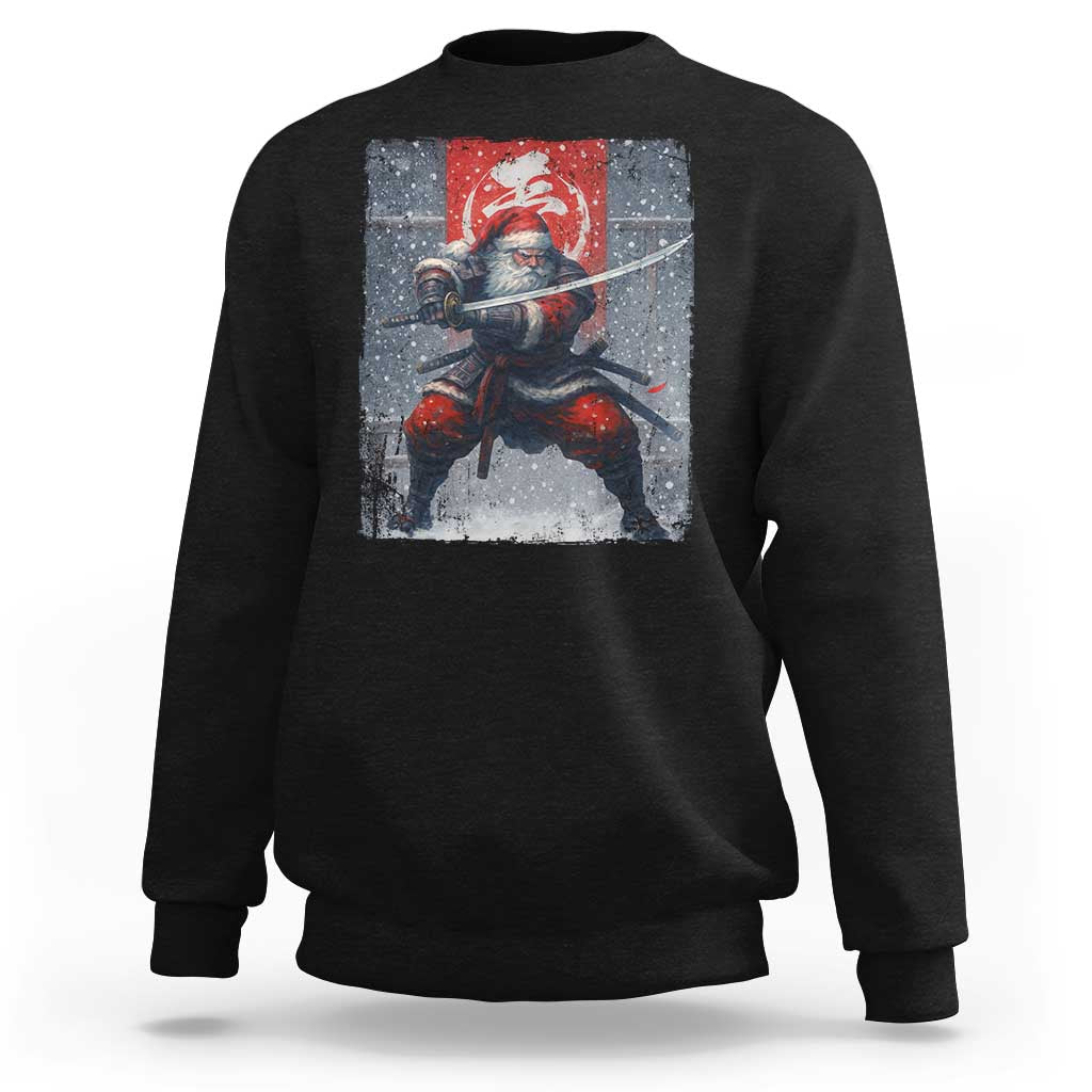 Christmas Samurai Santa Sweatshirt Japanese Xmas Warrior Sword Katana - Wonder Print Shop