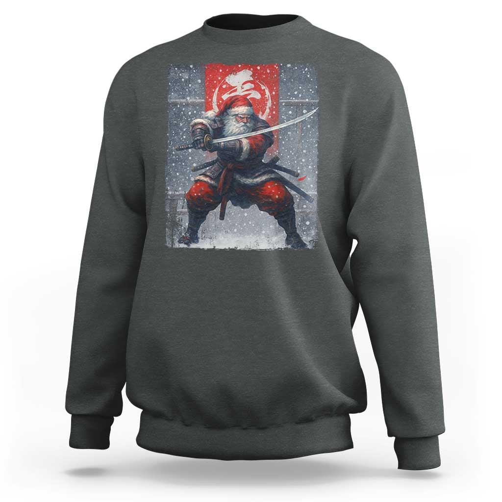 Christmas Samurai Santa Sweatshirt Japanese Xmas Warrior Sword Katana - Wonder Print Shop