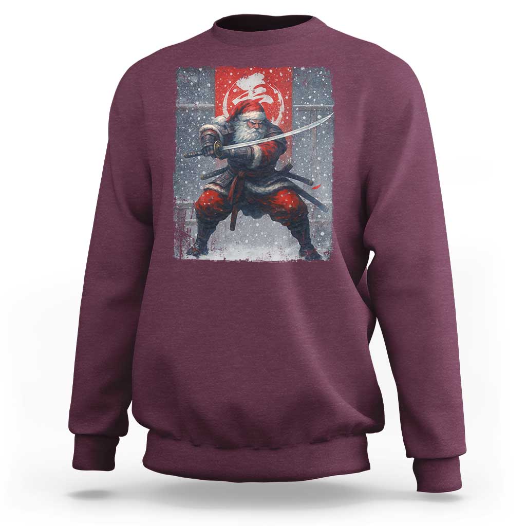 Christmas Samurai Santa Sweatshirt Japanese Xmas Warrior Sword Katana - Wonder Print Shop