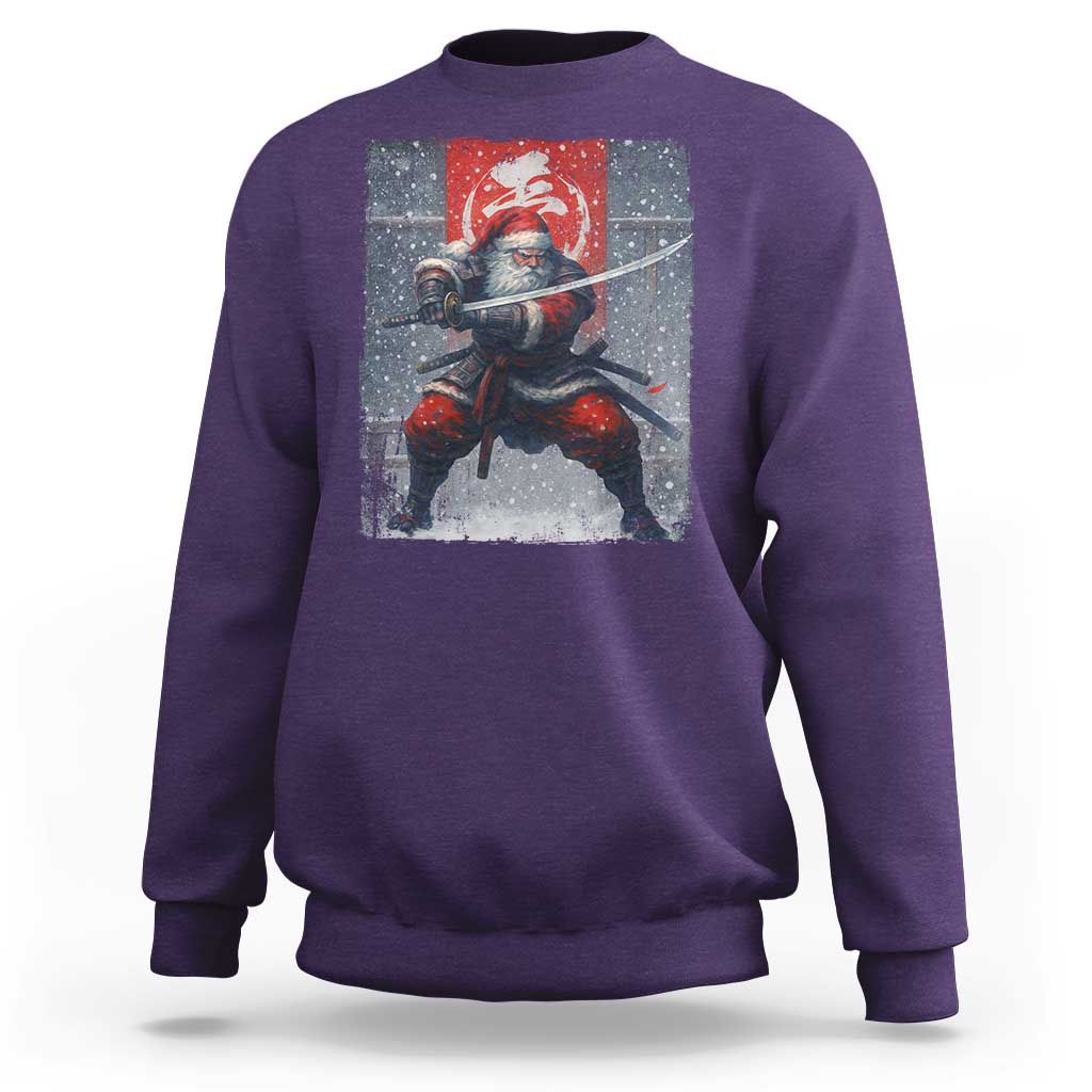 Christmas Samurai Santa Sweatshirt Japanese Xmas Warrior Sword Katana - Wonder Print Shop